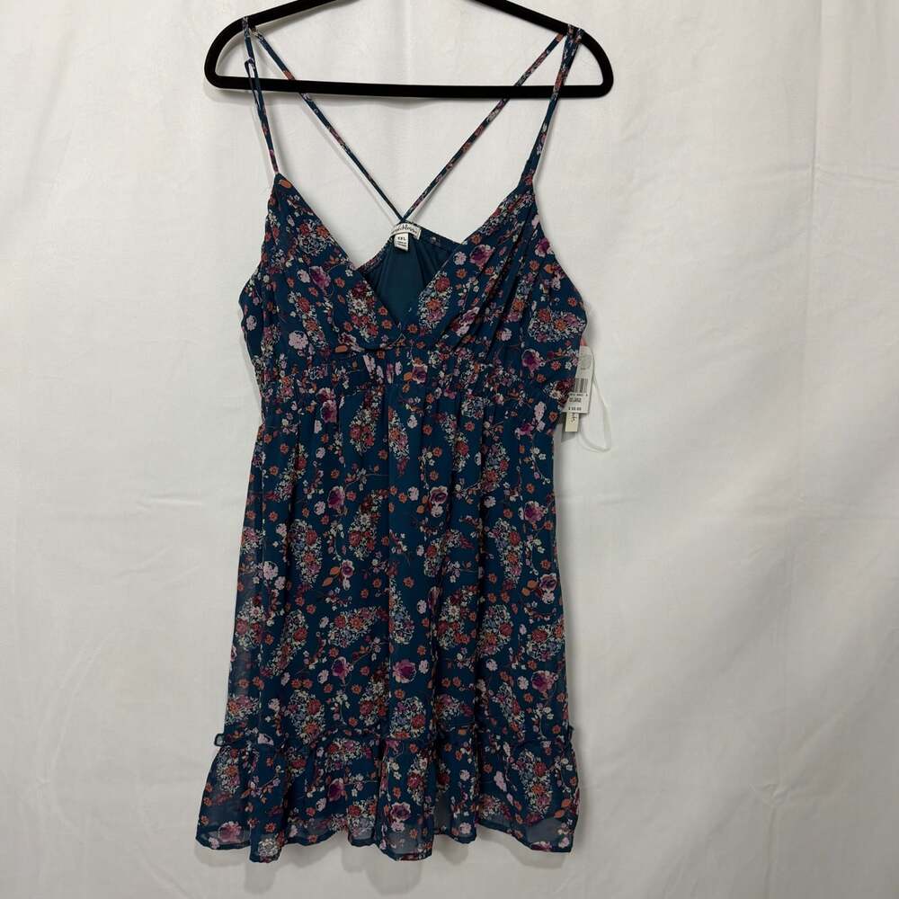 NWT Speechless Floral Mini Sundress Navy Blue Boho Spaghetti Straps Sz XXL